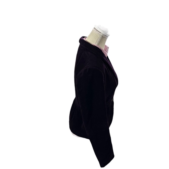 J Crew Plum 2 Button Velvet Blazer Sz 4 Jewel Tone 100% Cotton Lined Jacket EUC - Picture 7 of 15